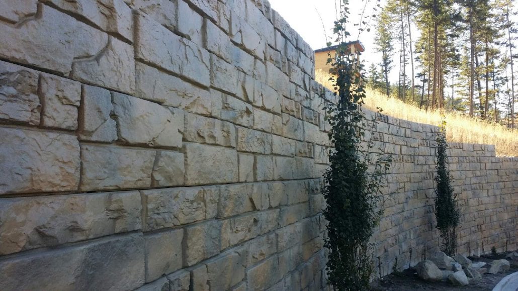 retaining wall blocks holding a slope