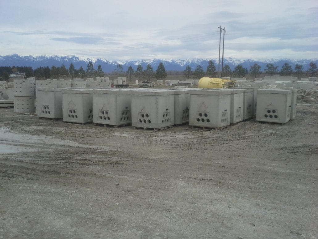 Multiple Precast Concrete Single Phase electrical Vault on dirt