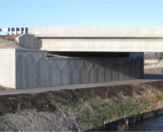 precast concrete Retaining wall under concrete bridge